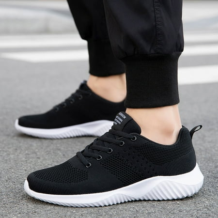 

YTJX Fashion Men Mesh Casual Sport Shoes Lace-Up Breathable Soft Bottom Sneakers
