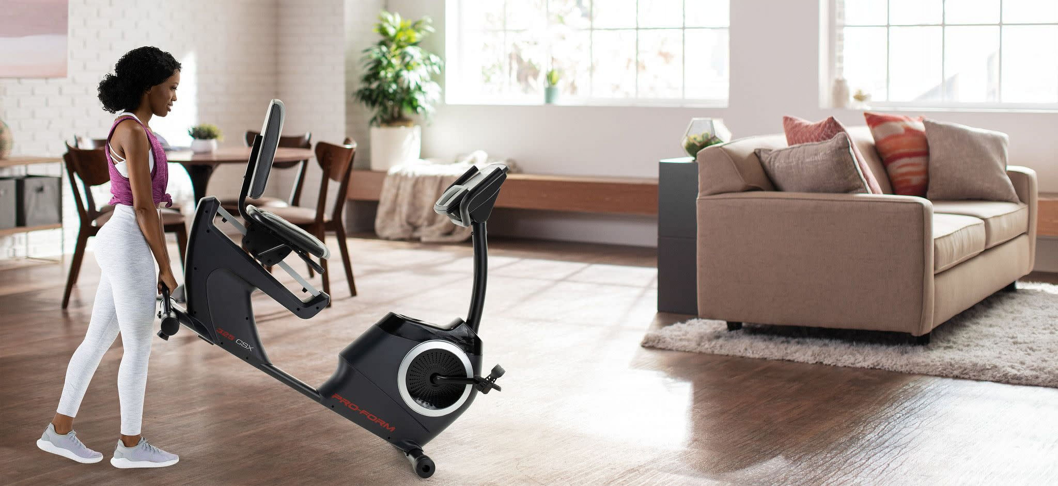 ProForm 325 CSX; Recumbent Exercise Bike with 5” Display, Built-In Tablet Holder, and Fan