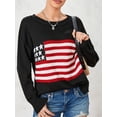 thumbnail image 2 of ZAXARRA Pull Tricoté Automne Hiver pour Femmes Manches Longues Col Rond Imprimé Drapeau Tricoté Ample, 2 of 6