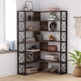 thumbnail image 4 of Tribesigns 6-Shelf Corner Bookcase, Vintage Industrial Corner Bookshelf Etagere Bookcase, 6 Tier Corner Shelf Storage Rack with Metal Frame for Living Room Home Office (Rustic Brown), 4 of 7