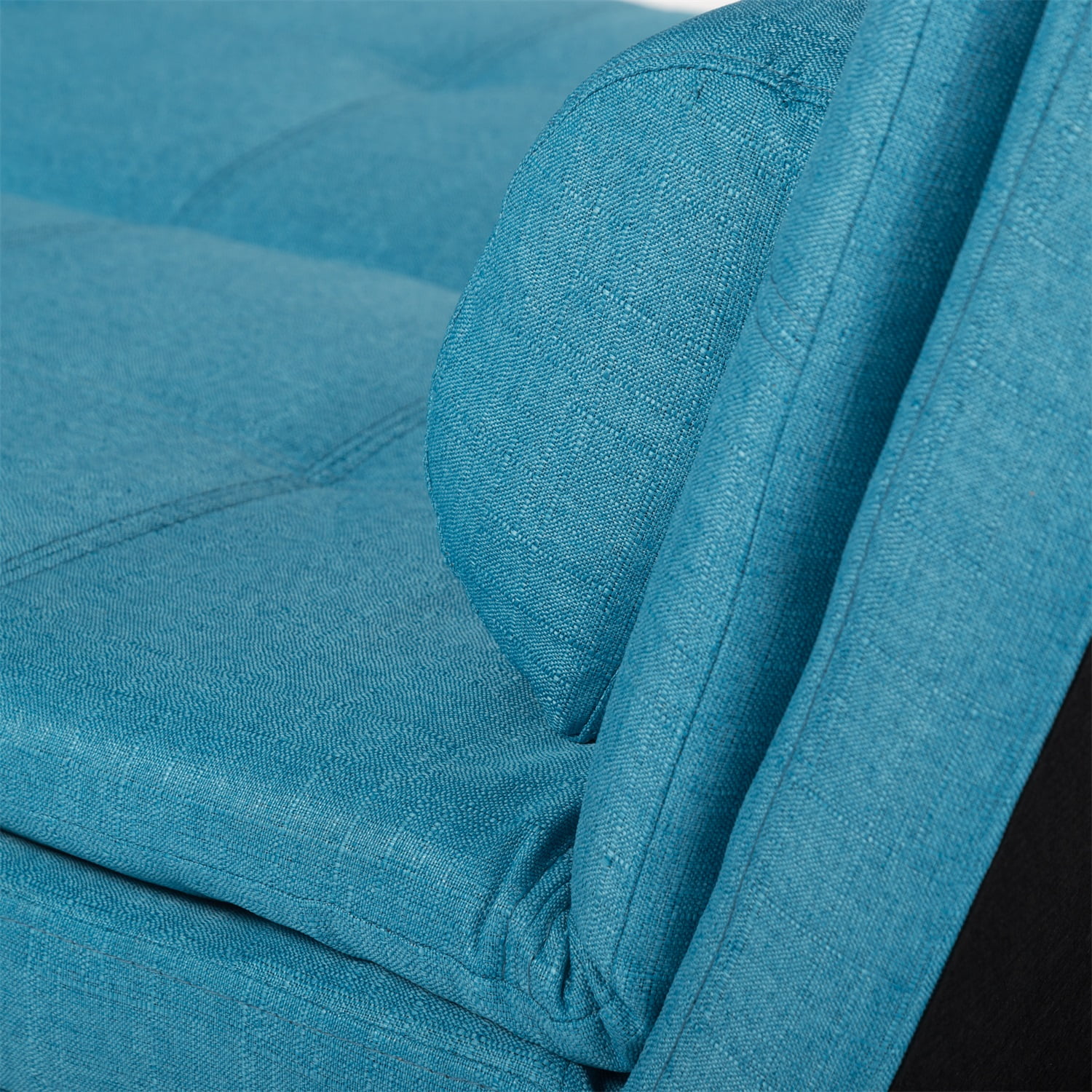 Kadyn 63.4" Futon Sofa bed, Polyester Upholstered Sofa bed with 2 arm cushions, Modern Futon Sofa bed for apartment, Blue