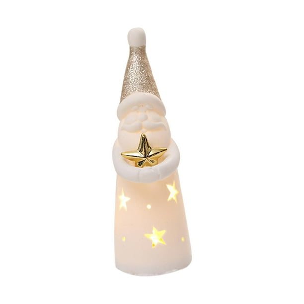 Adorno navideño en miniatura de cerámica iluminado con estrellas decorativas. Estilo A