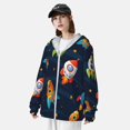 thumbnail image 3 of Kdxio Spaceships and Stars Print Women Men Sun Protection UPF 50+ Jackets Zip Up Long Sleeve Hoodie Hiking Lightweight with Pockets, 3 of 7
