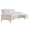 thumbnail image 5 of Sectional Sofa Couch, Three-Seat L-shaped Chenille Fabric Upholstered Indoor Modular Sofa with Gold-Plated Feet, Modern Leisure Sofa for Living Room Apartment Office, Beige, 5 of 7