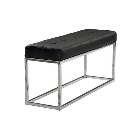 Sydney Upholstered Bench with Stainless Steel Base, Black