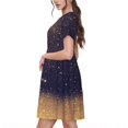 thumbnail image 3 of Lafuoo Gold Black Glitter Pattern Women's Short Sleeve Dress, Elastic Waist with Pockets, Knee-length A-line Skirt, Summer Casual Wear-XX-Large, 3 of 8
