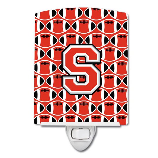Carolines Treasures CJ1067-SCNL Letter S Football Scarlet & Grey Ceramic Night Light