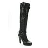 Pre-owned|Miu Miu Womens Side Zip Block Heel Knee High Boots Black Leather Size 39