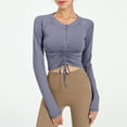 thumbnail image 3 of Perfectbot Crop Sweatshirts for Women Drawstring Ruched Workout Tops Fall Long Sleeve Yoga Gym Shirts, 3 of 5