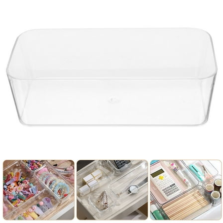 GAXIRE Set of 3 Clear Acrylic Drawer Organizer Bins for Home Storage, Office Supplies, and Desk Accessories