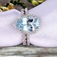 thumbnail image 3 of 2Pcs Wedding Ring Set Pear Shape 1.75 Carat Aquamarine Engagement Ring On 10k White gold Halo Design, 3 of 5