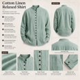 thumbnail image 7 of XuJwPNcy Men Long Sleeve Linen Shirts Casual Mock Neck Button down Tops Fall Beach Vacation Shirts(Green,X-Large), 7 of 7