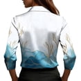 thumbnail image 6 of 3/4 Length Sleeve Womens Tops Satin Vintage Floral Print Shirts Lapel Collar V Neck Blouses Silky Dressy T-Shirt Business Casual Outfits Going Out Tops 2026 Spring Summer Top, 6 of 6