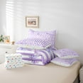 thumbnail image 6 of Feelyou Bowknot Ribbon Bedding Comforter Set 7pcs, Purple Stripes Lines King Bedding Sets, 6 of 8