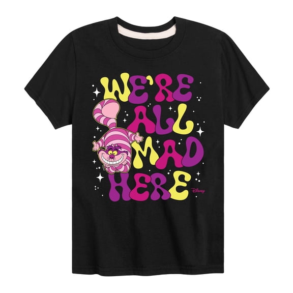 Alice in Wonderland - We're All Mad Here - Youth Boys Short Sleeve Graphic T-Shirt