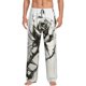 thumbnail image 1 of Fotbe Black And White Rose Pantalones de Pijama para Hombre, Pantalones de Dormir, Pantalones de Casa con Cintura Ajustable y Bolsillos-Large, 1 of 6