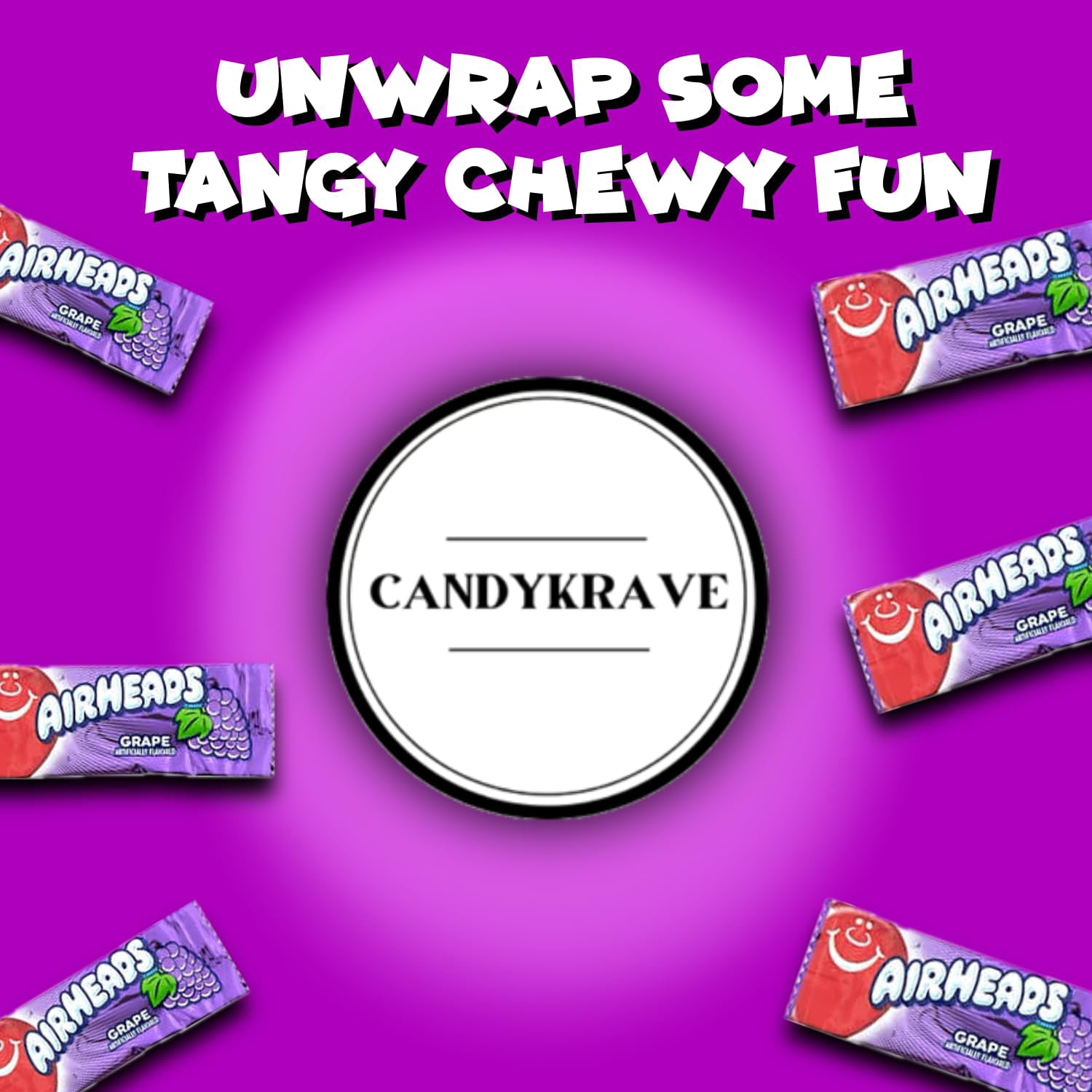 Airheads Candy Mini Bars, Grape Flavor, 40 Pieces Bulk Bag, Individually Wrapped Non-Melting Chewy Fruit Taffy, Gluten Free, Perfect for Birthdays, Parties & Pantry (1 lbs)