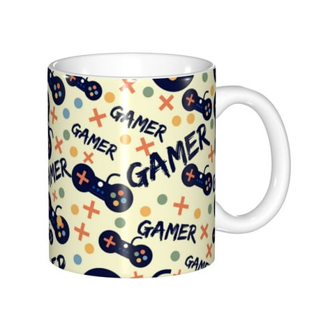 

Yiaed Game Controller Print Ceramics Coffee Large Handle Design Extra Large Tea and Coffee Cup for Office and Home Mugs