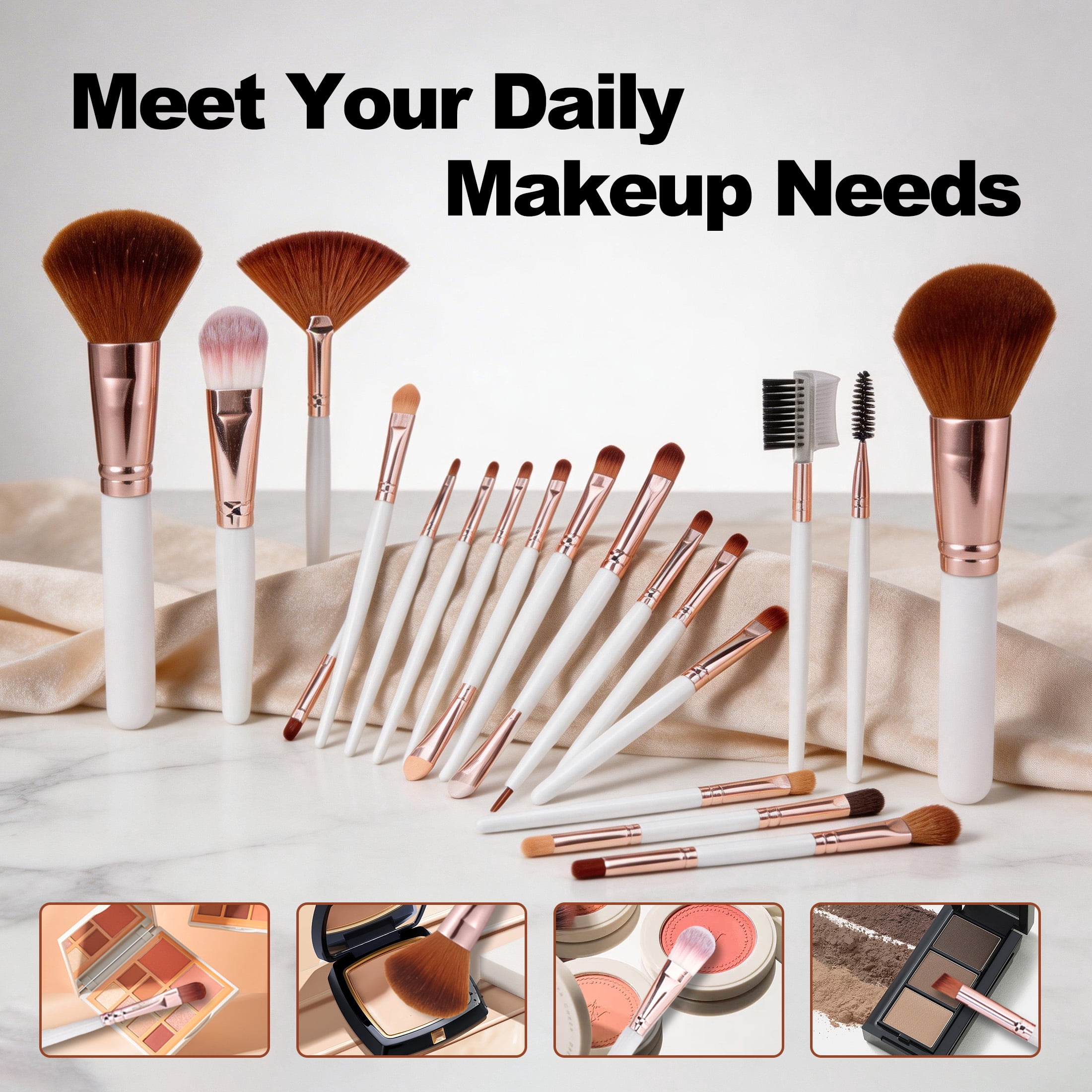 25Pcs Makeup Brushes Set, Professional Makeup Brushes Set for Eye and Face, Blush Eyeshadow Concealer Brushes Soft Cosmetic Brush Kit for Full Face Makeup, Beginner Friendly