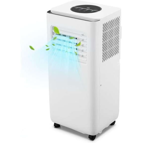 10000 BTU Portable Air Conditioner with Remote Control, Built-In Dehumidifier & Fan, Sleep Mode, 24H Timer, White, Efficient Cooling for Room & Office