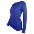 thumbnail image 5 of Aboser Long Sleeve Basic Shirts for Women Casual Round Neck T Shirt Solid Color Tee Tops Loose Fitting Layering Top Fall Clothes Blue L, 5 of 5