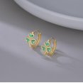 thumbnail image 4 of 925 Sterling Silver Green Love Clover Hoop Earrings for Women Teens Irish Shamrock Huggie Earrings for Summer, 4 of 12