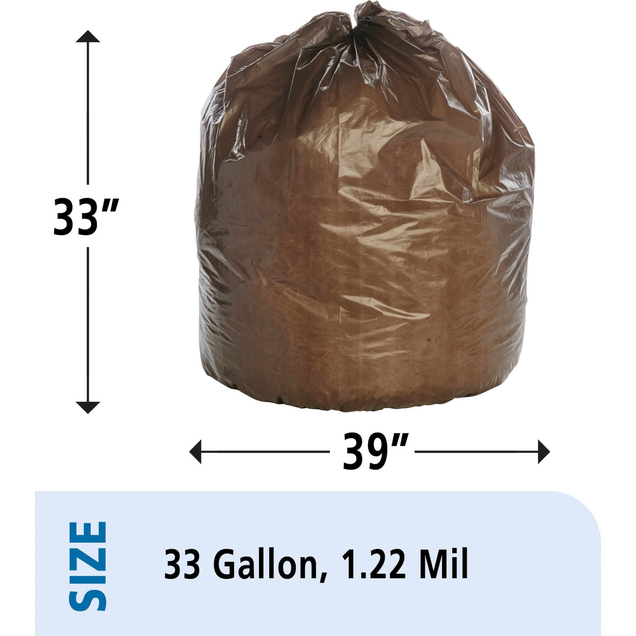  65-70 Gallon Heavy Duty Black Trash Bags, 1.7 Mil, 100