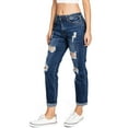 thumbnail image 3 of Wax Jean Women's Juniors High Rise Baggy Straight Leg Jeans (Dark, 1), 3 of 5