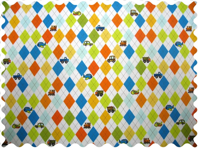 SheetWorld 100 Cotton Percale Fabric By The Yard, Argyle White