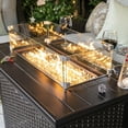 thumbnail image 3 of Nuu Garden Outdoor 43 inch 50,000 BTU Propane Gas Fire Pit Table, Aluminum Rattan Fire Pit Table with Lid, Glass Fire Pit Wind Guard, Cover and Glass Beads, Dark Brown, 3 of 10