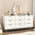 thumbnail image 5 of ANPOO Fluted 9 Drawer Dresser with Charging Station for Bedroom, 63" Modern Long Dressers with 9 Wide Drawers/Metal Handles, Wood Storage Cabinet for Bedroom, Living Room, Hallway, White-63", 5 of 9