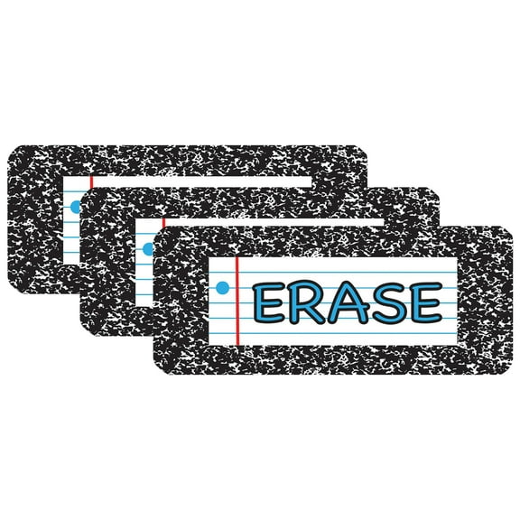 Ashley Productions Composition Magnetic Whiteboard Eraser, 2" x 5", Pack of 3