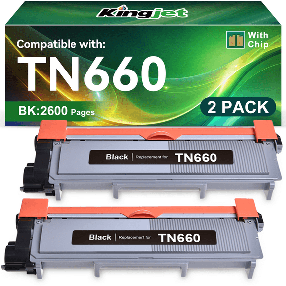 TN660 Toner Cartridge Compatible for Brother TN660 TN630 TN-660 TN-630 High Y(2 Black)