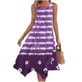 thumbnail image 5 of DAETIROS Women Summer Dress Pocket Round Neck Thin Dress Purple Size S, 5 of 6