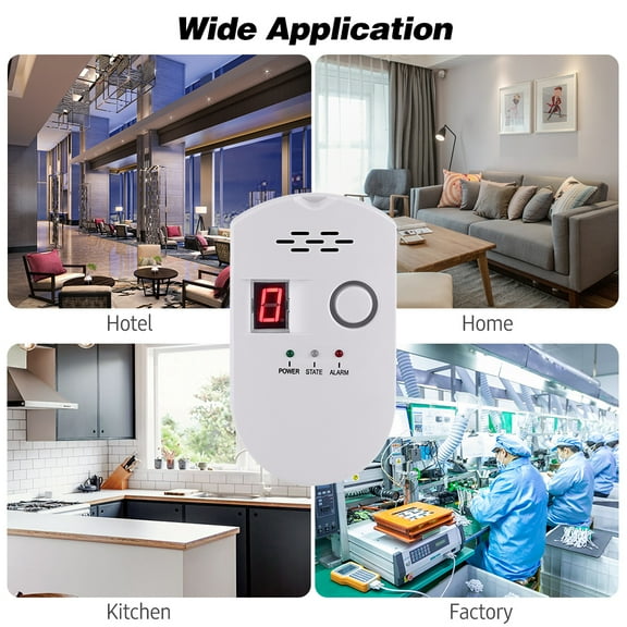 BRJ-502D Plug-in Digital Natural Gas Detector High Sensitive Home Alarm Combustible Leak Monitor for Kitchen