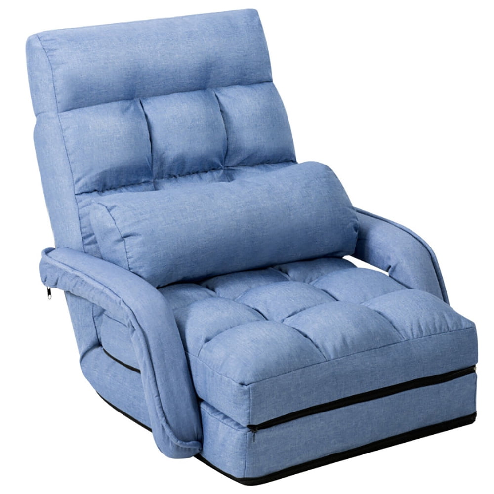 Finihen Folding Lazy Sofa Chair, Floor Chair, Folding Lazy Floor Chair Sofa with Armrests and Pillow, for Living Room, Bedroom, for Gaming, Reading, Blue Finihen Folding Lazy Sofa Chair, Floor Chair, Folding Lazy Floor Chair Sofa with Armrests and Pillow, for Living Room, Bedroom, for Gaming, Reading, Blue