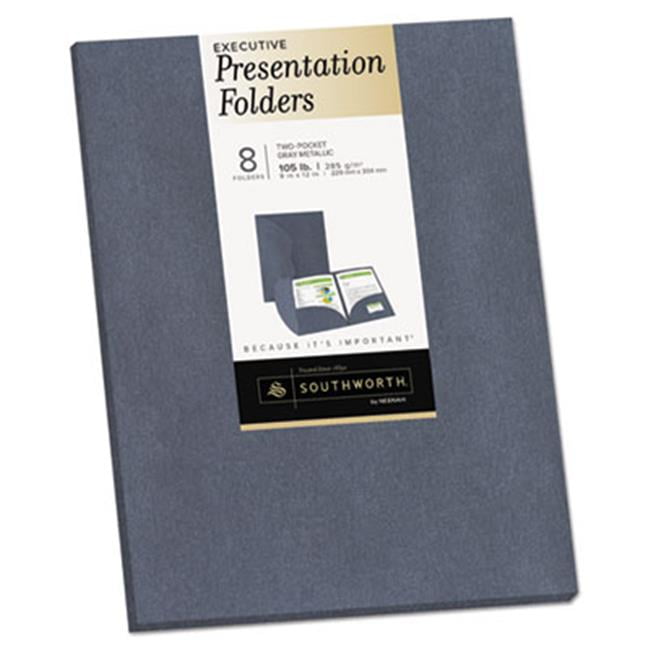 9 x 12 Inches Gray Metallic 8 Ct. Southworth Executive Two-Pocket Presentation Folders 98872 