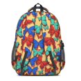 thumbnail image 3 of Colorful Butterfly Pattern Cute School Backpack Bag with Padded Back and Adjustable Shoulder Straps 16.9 X 12.6 X 5.9 Inches, 3 of 5