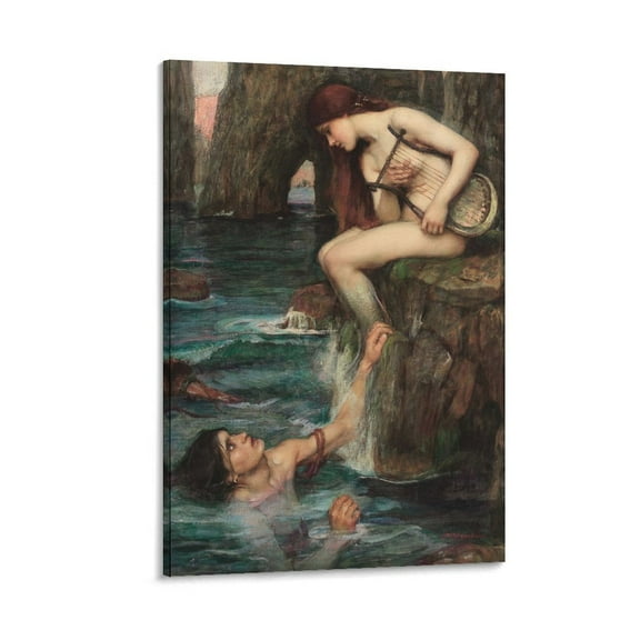 John William Waterhouse The Siren Art Poster Posters Art Print Wall Photo Paint Poster Hanging Picture Family Bedroom Decor Gift 16x24inch(40x60cm)