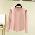 thumbnail image 2 of MIASHUI Femmes Automne Hiver Décontracté Multicolore Uni Col Rond sous-Vêtements Thermiques Épais Haut Chaud Couche de Base Rose,G, 2 of 7