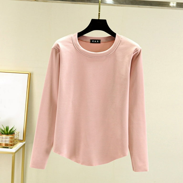 Prolriy Womens Thermal Tops Women Autumn and Winter Casual Solid