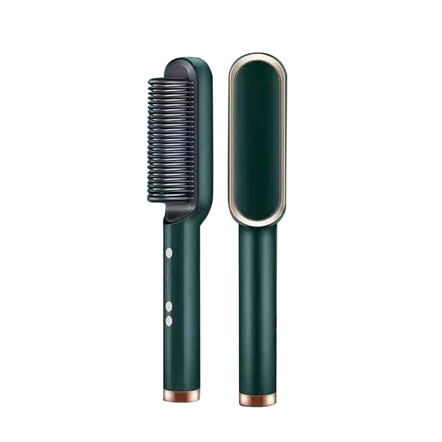 Graflsoa Brosse Lissante Ionique avec 5 Réglages de Chaleur Réglables, Outil de Coiffage à Double Usage pour Cheveux Raides et Bouclés, Design Compact, Vert, Norme US