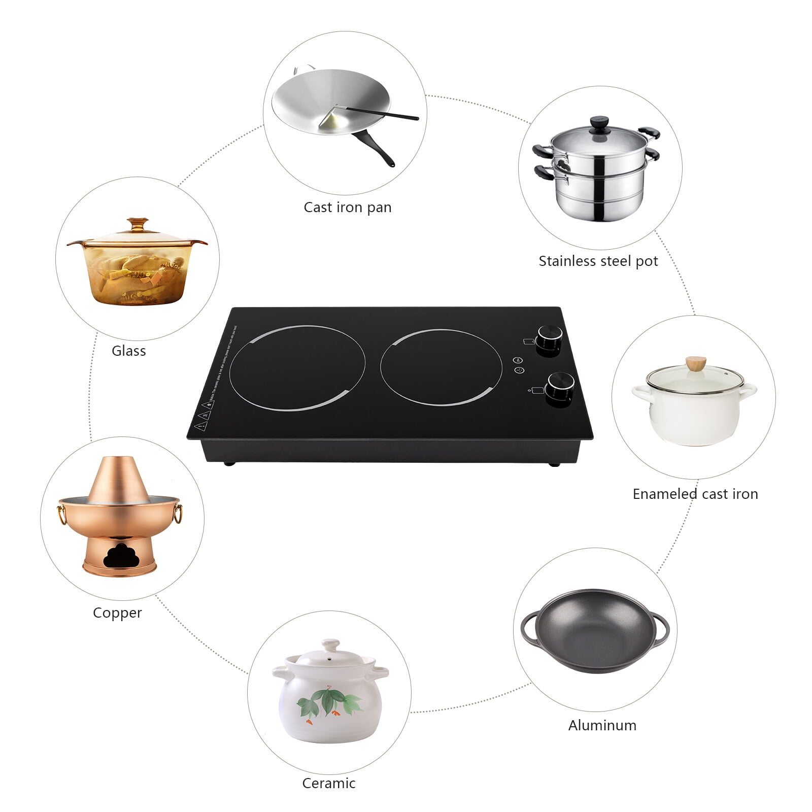 SENDERPICK 2-Burner Electric Induction Cooktop Stove Top Touch Control Child Lock 110V New