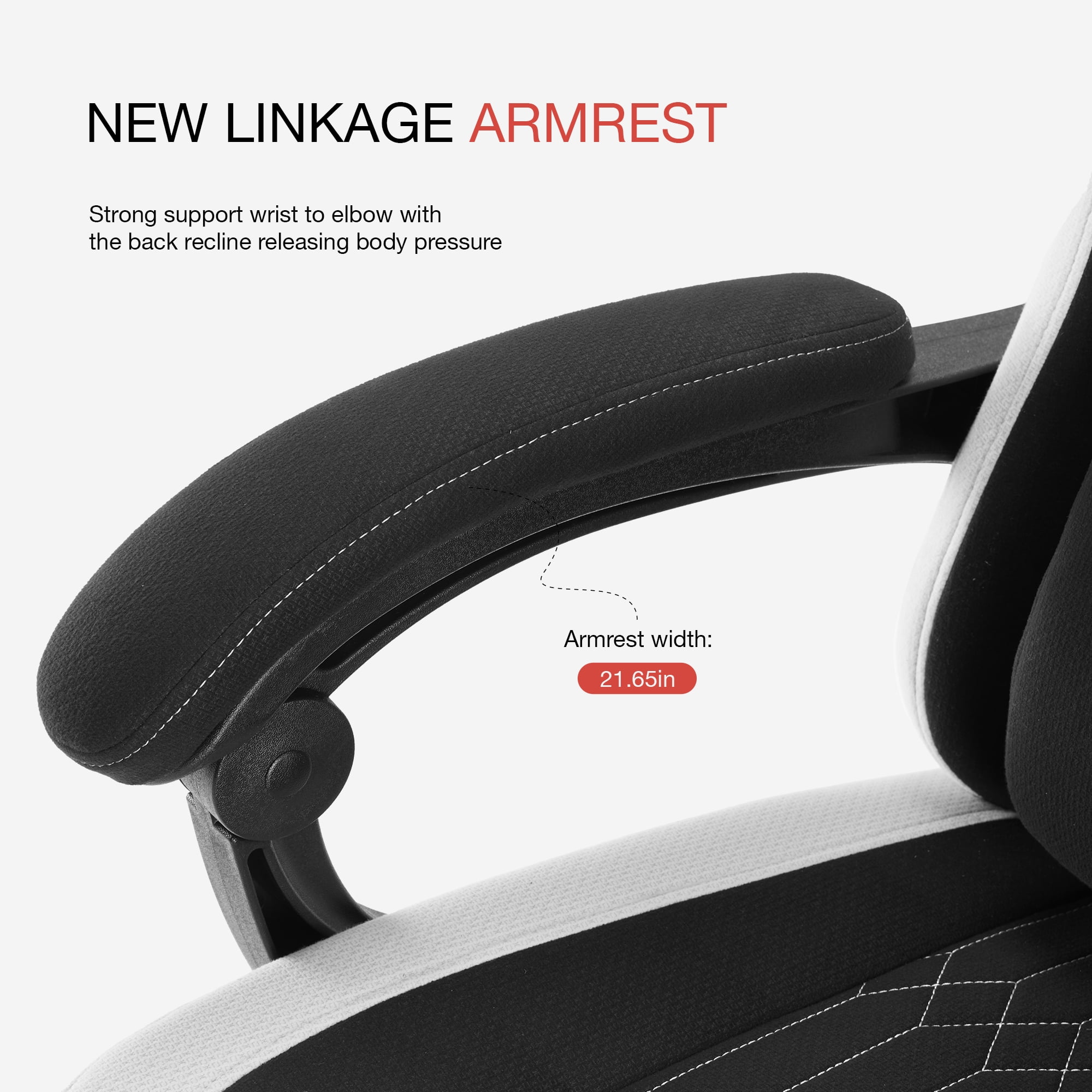 MCQ Computer Gaming Task Chair, High Back Ergonomic with Linkage Armrests, Footrest and Lumbar Support, 360° Swivel Wheels, Black