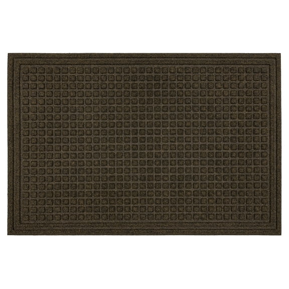 Mohawk Home Waffle Grid Impression Low Pile Non-Slip Indoor/Outdoor Door Mat, Brown, 3' x 4'
