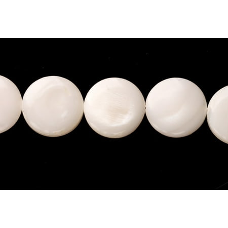 - White Mother-Of-Pearl Round Plate Shell Beads Size:13x13mm