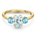 thumbnail image 3 of Gem Stone King 10K Yellow Gold Sky Blue Aquamarine and Swiss Blue Topaz Engagement Ring for Women | 1.91 Cttw | Oval 8X6MM | Gemstone March Birthstone | Size 9, 3 of 6