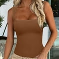 thumbnail image 6 of Black and Friday Clothing Sales Idoravan Women's Slimming Long Leg Bodysuit,Women's Sexy Seamless Neck Sleeveless Tapered Shoulder Strap Jumpsuit Coffee S, 6 of 9