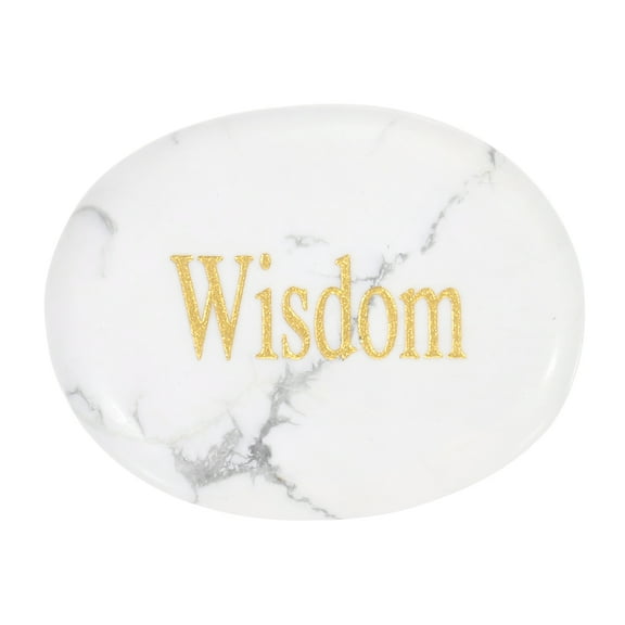 Uxcell Natural Thumb Worry Stone, 1.7"x1.3" Oval Crystal Stone with Inspirational Words, Pocket Rock Anxiety Crystals for Women Stress Gifts Meditation, Marble White(Style 1)