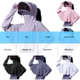 thumbnail image 3 of aohooy Women Zip Front Scrub Jacket Summer Casual Soft Ice Silk Anti-UV Shirt Hooded Jackets Sun Protection Long Sleeve Shawl Quick Drying Sweatshirt Blue,Free Size, 3 of 7